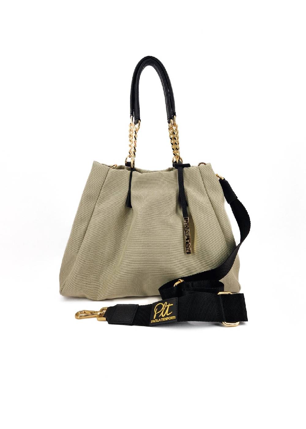 Paola T. Shopper in cordura con dettagli oro Negozi Online