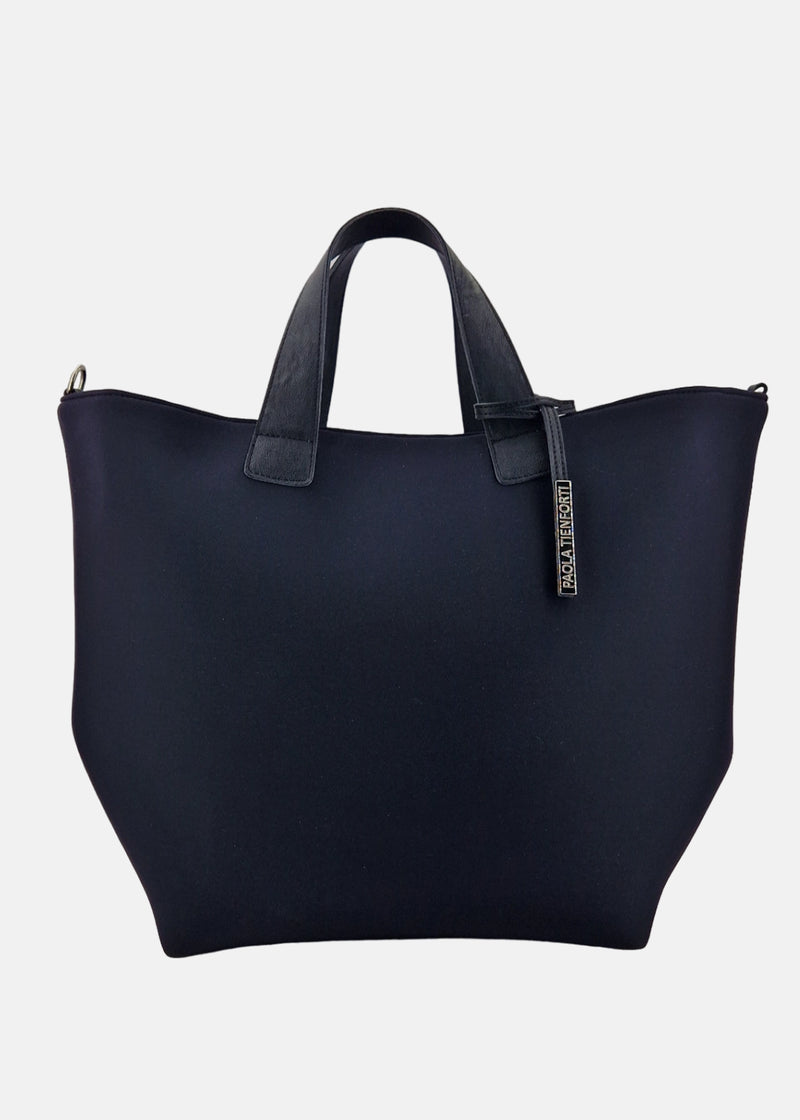 Paola T. Shopper in neoprene con pendente argento Italia