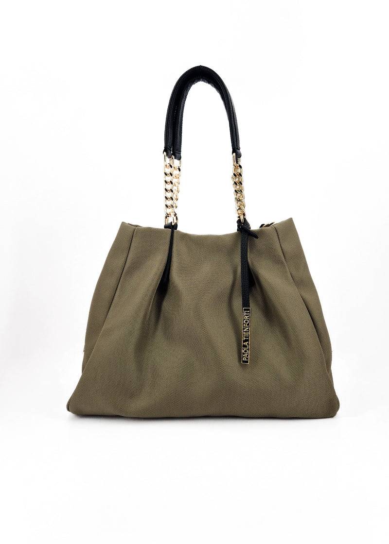 Paola T. Shopper in cordura con dettagli oro Sottocosto