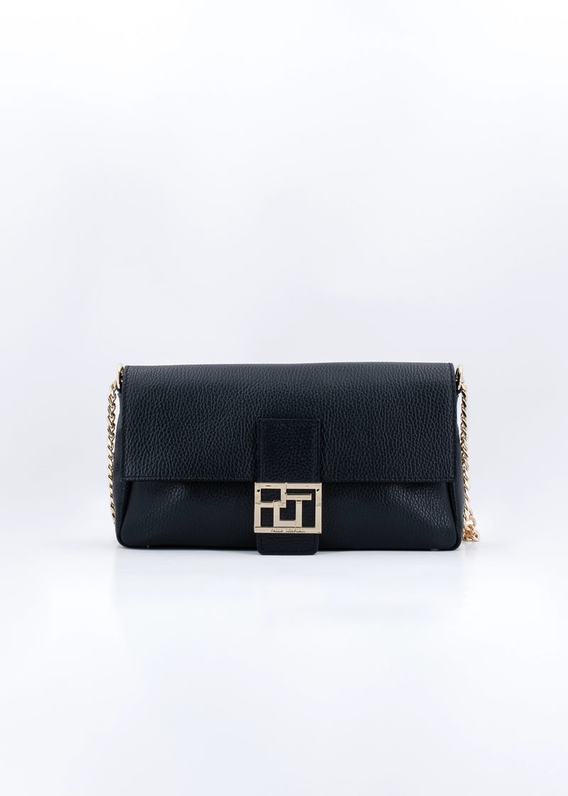 Paola T. Baguette medium in pelle morbida con dettagli oro Convenienza
