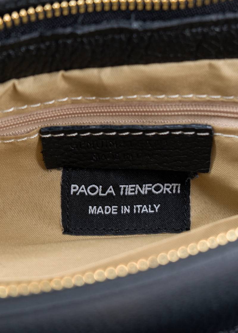 Paola T. Baguette medium in pelle morbida con dettagli oro Convenienza