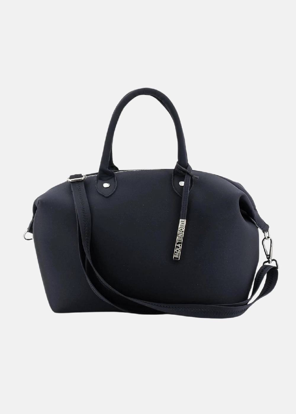 Paola T. Bauletto medium in neoprene con dettagli argento Economico