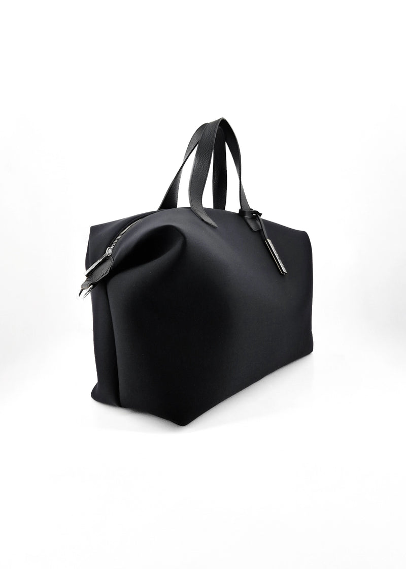 Paola T. Bauletto medium in neoprene con dettagli argento Vendita Calda