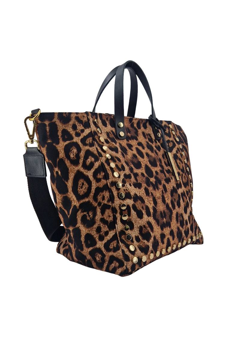 Paola T. Shopper medium con rivetti e pendente argento Vendita Economica