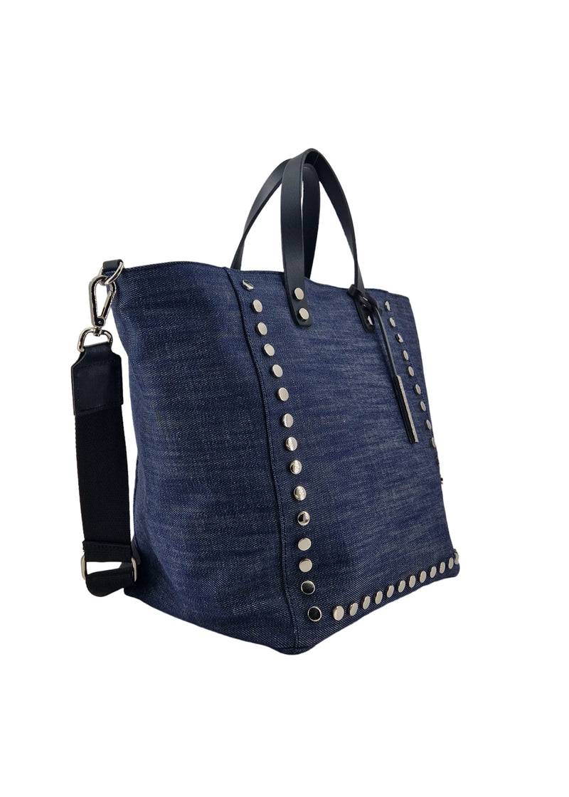 Paola T. Shopper medium con rivetti e pendente argento Saldi Di Fabbrica