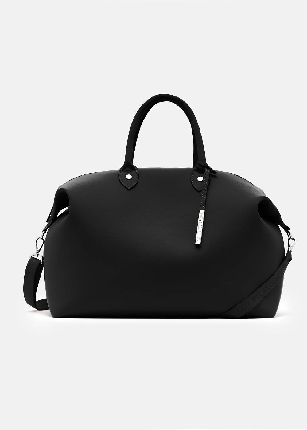Paola T. Bauletto large in neoprene con dettagli argento Nuova