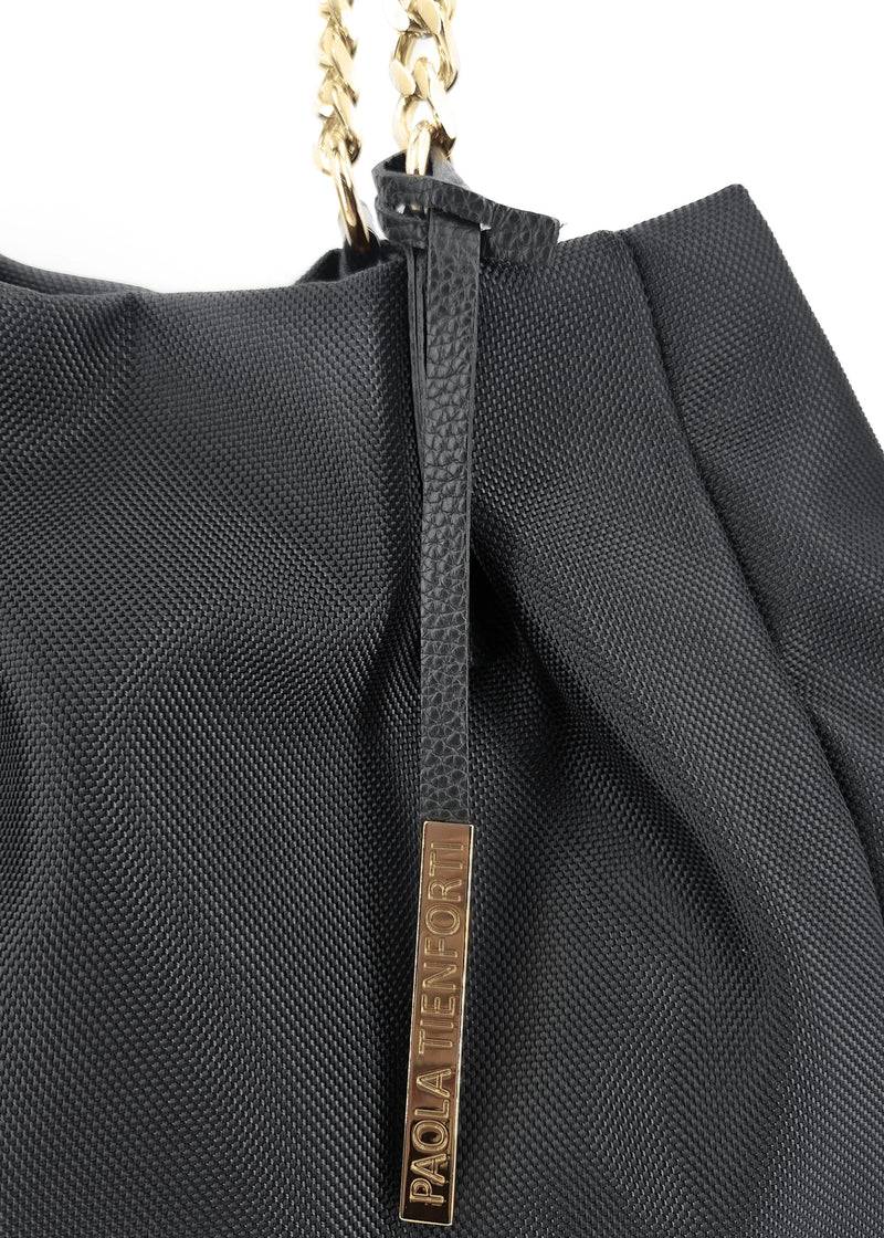 Paola T. Shopper in cordura con dettagli oro Moda