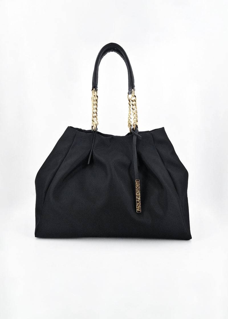 Paola T. Shopper in cordura con dettagli oro Moda