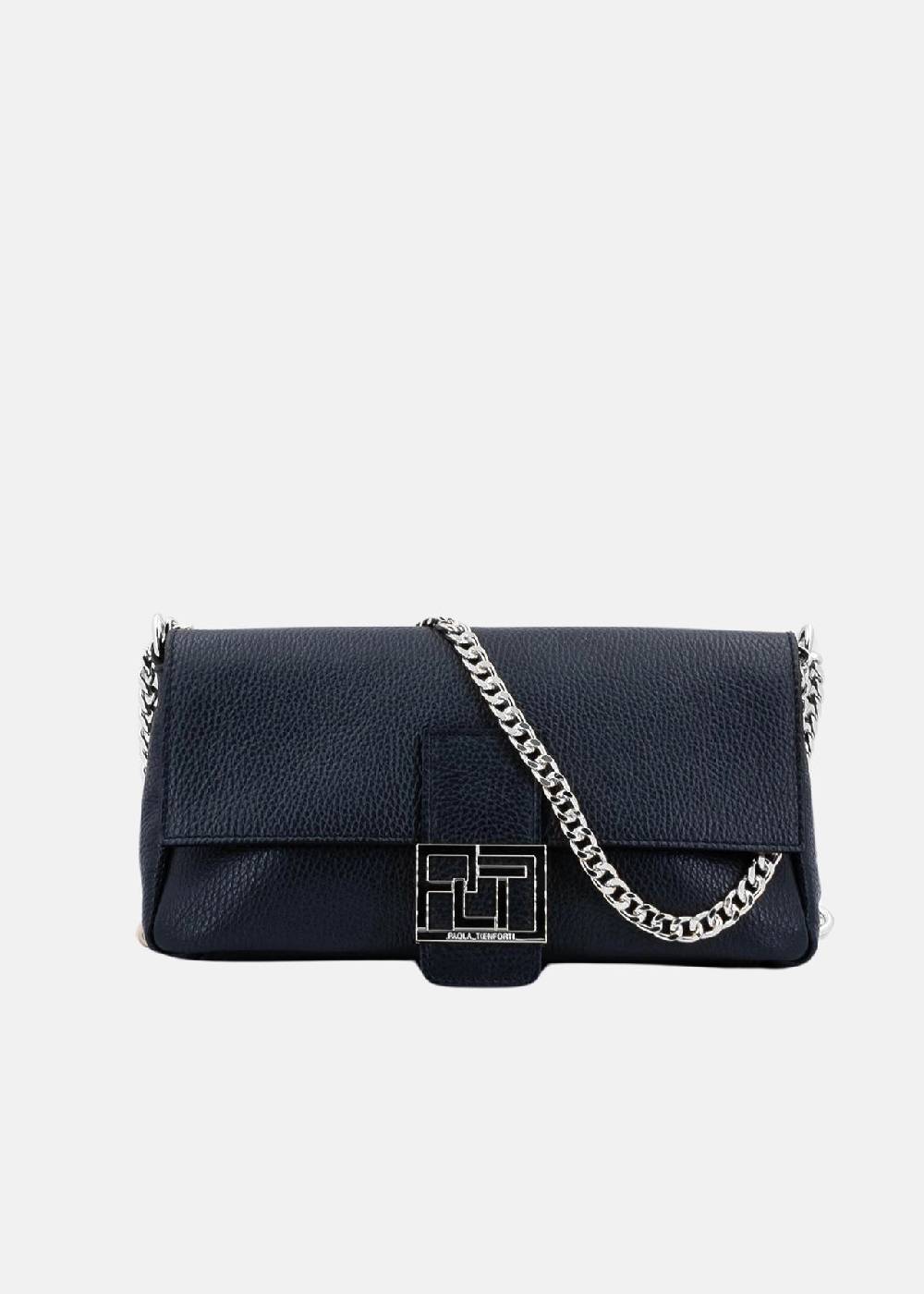 Paola T. Baguette medium in pelle morbida con dettagli argento Italy