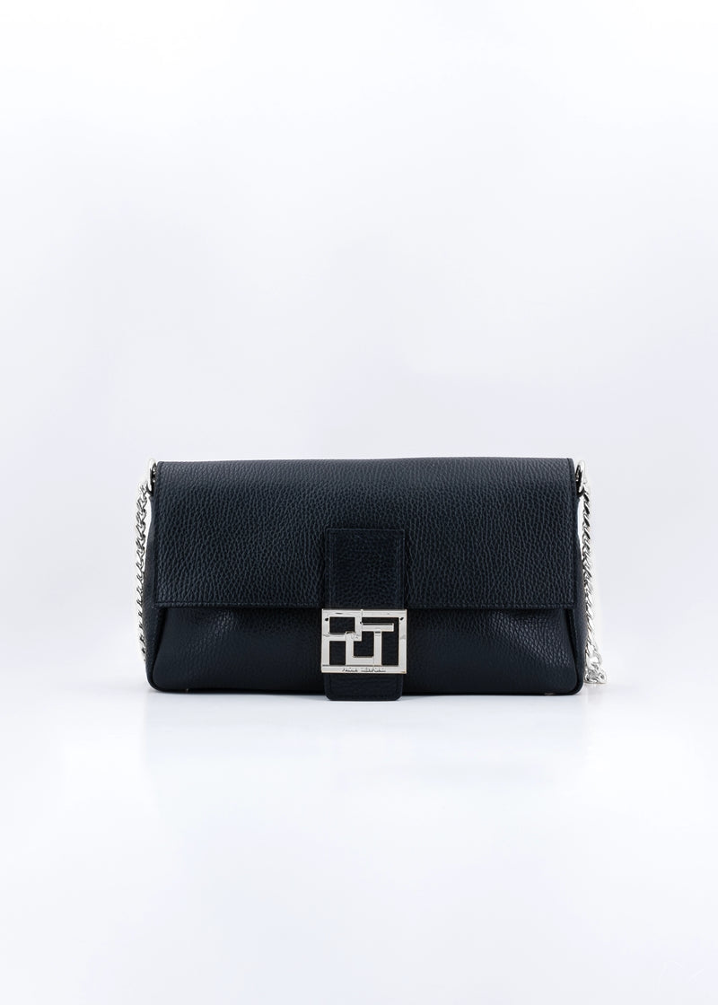 Paola T. Baguette medium in pelle morbida con dettagli argento Italy