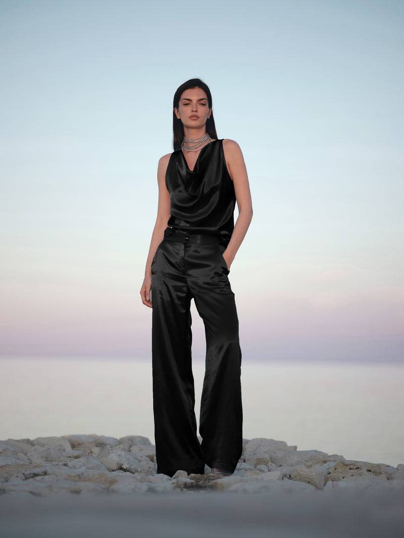 Paola T. Blusa scollatura morbida in raso Prezzo Ridotto