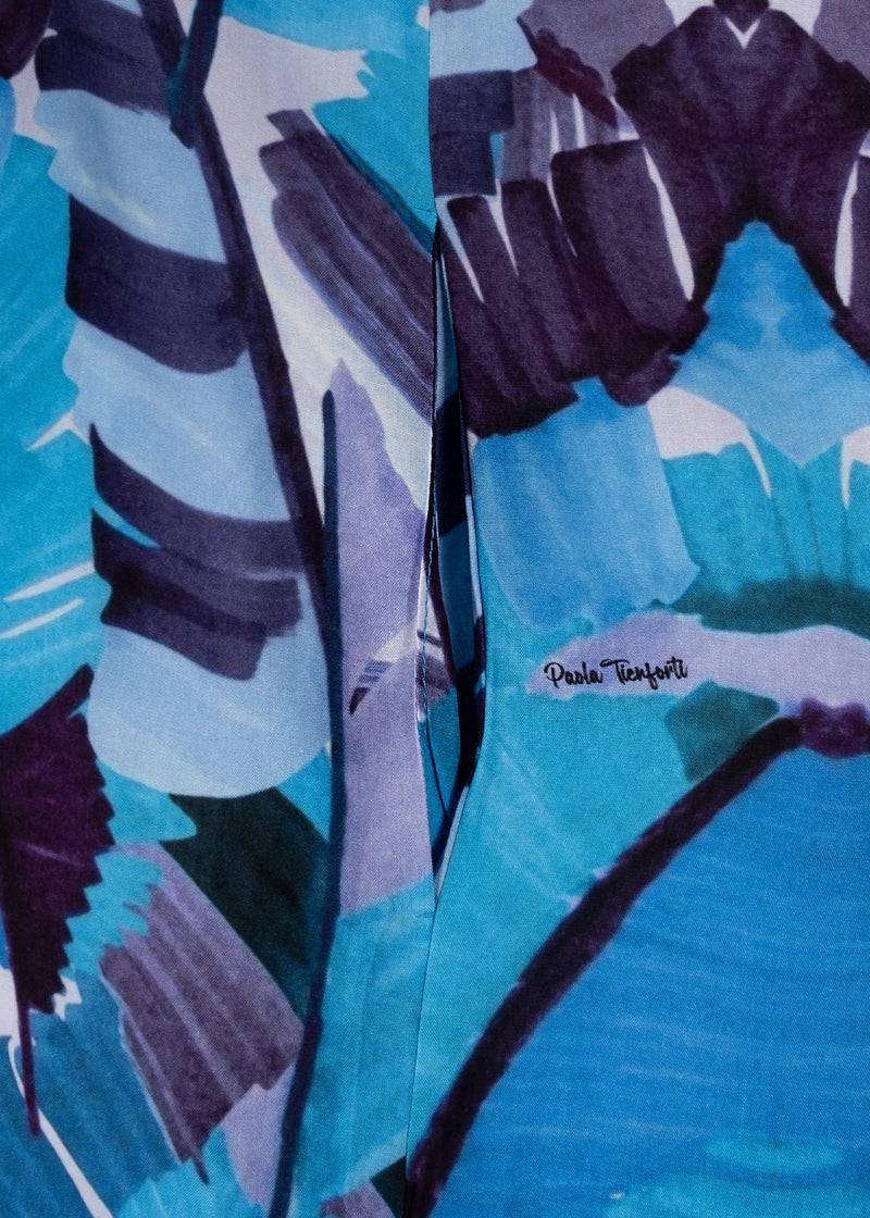 Paola T. Abito lungo in viscosa stampa palm In Saldo
