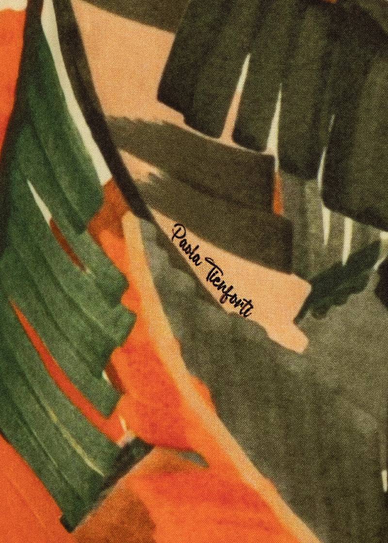 Paola T. Pantalone palazzo in viscosa stampa palm Promozione