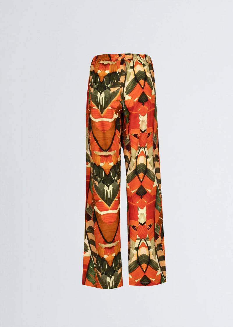 Paola T. Pantalone palazzo in viscosa stampa palm Promozione