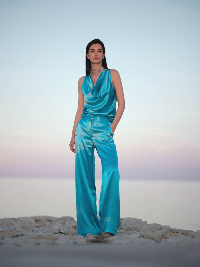 Paola T. Blusa scollatura morbida in raso Soddisfazione Garantita