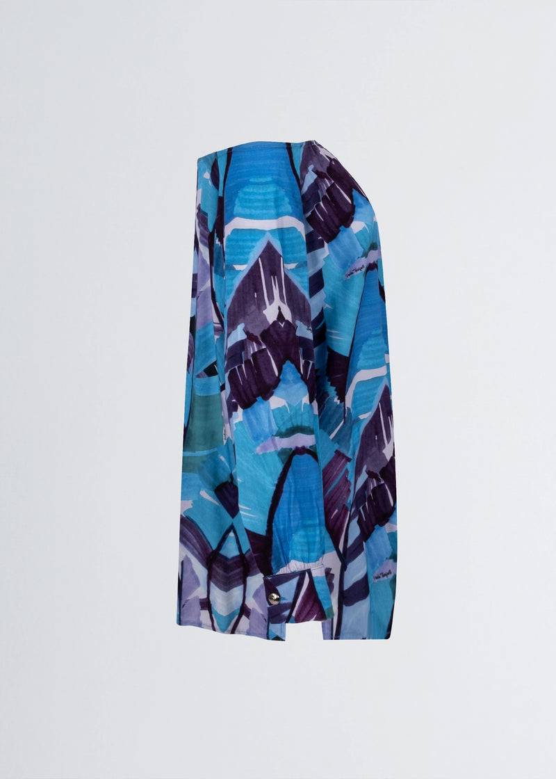 Paola T. Camicia in viscosa stampa Palm Blue Fino Al -60%