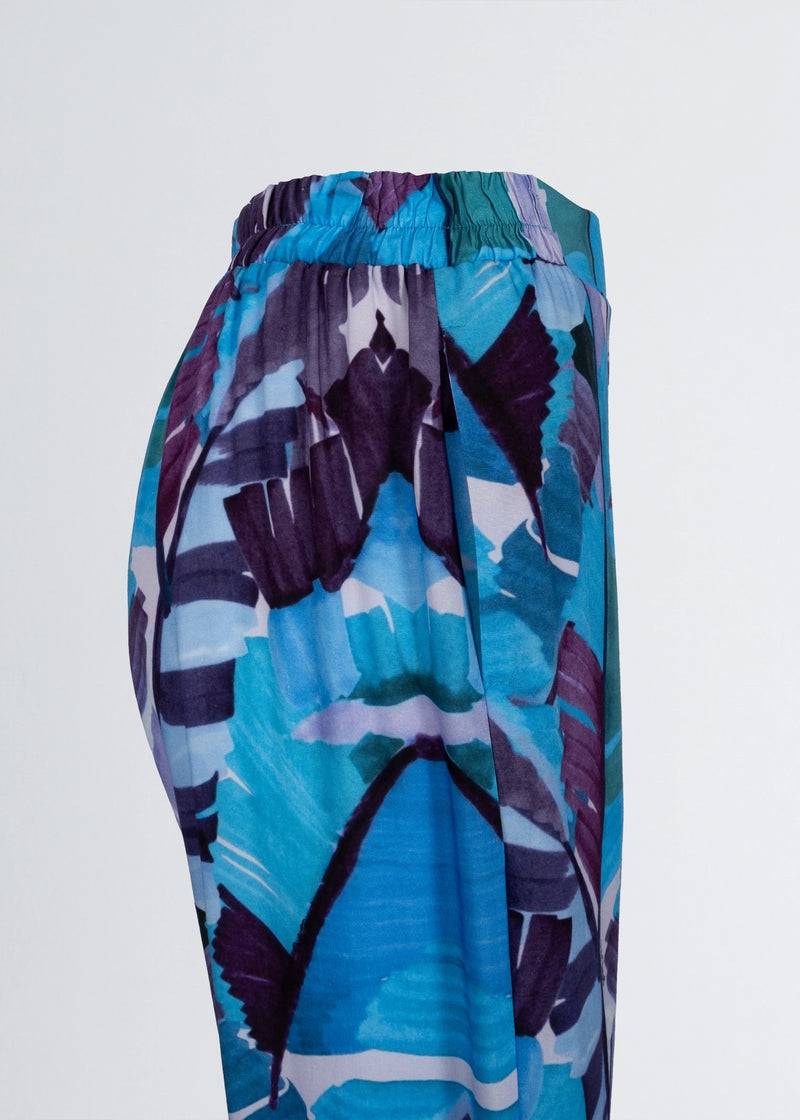 Paola T. Pantalone palazzo in viscosa stampa palm Promozione temporanea