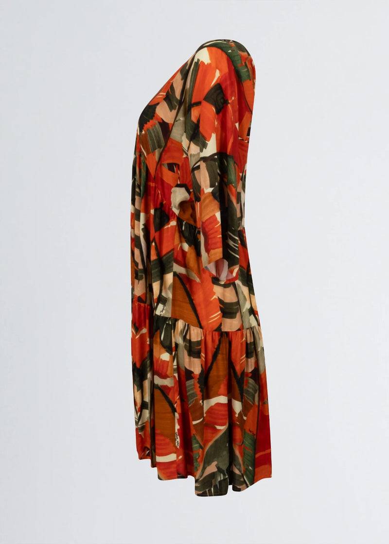 Paola T. Abito in viscosa stampa palm Only for today