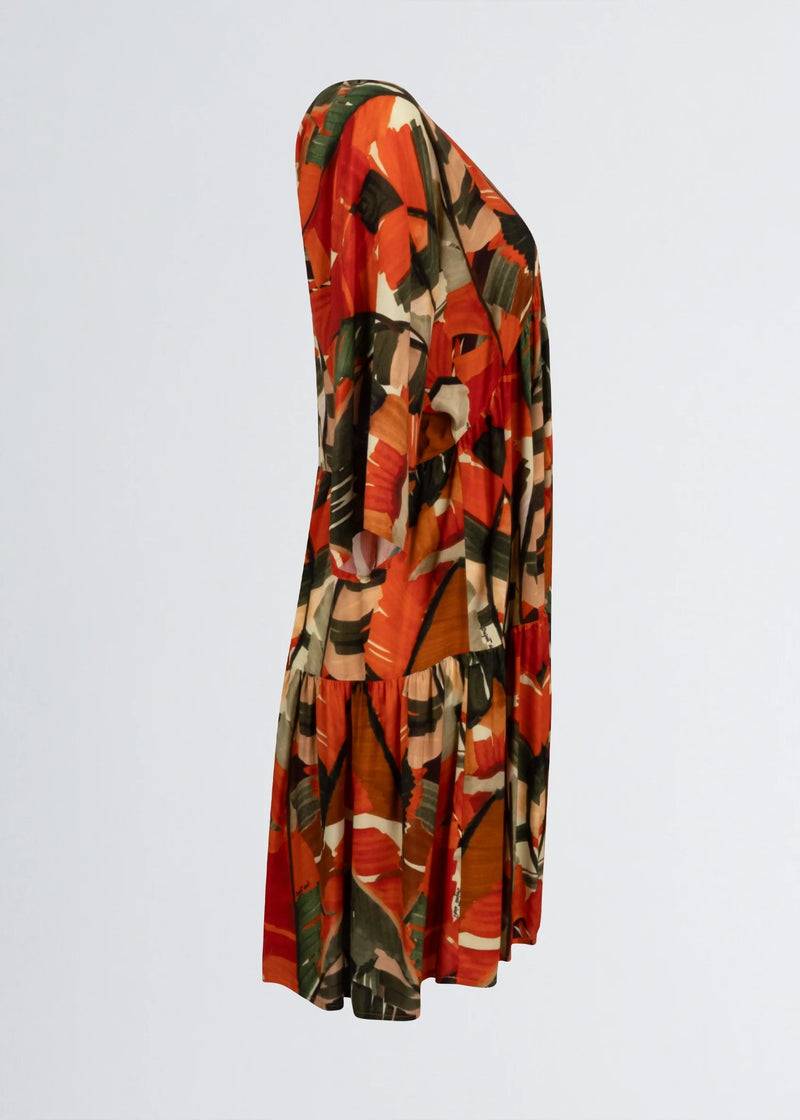 Paola T. Abito in viscosa stampa palm Only for today