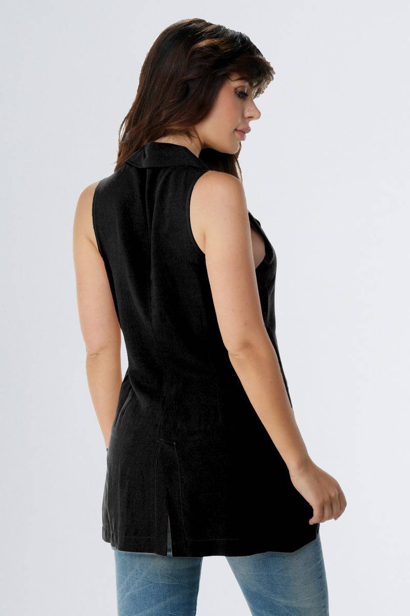 Paola T. Gilet in lino e viscosa Vendita Calda