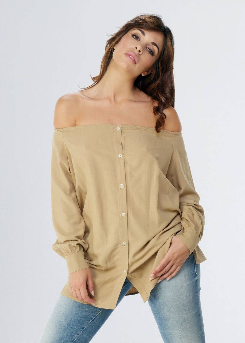Paola T. Camicia in lino e viscosa Moda