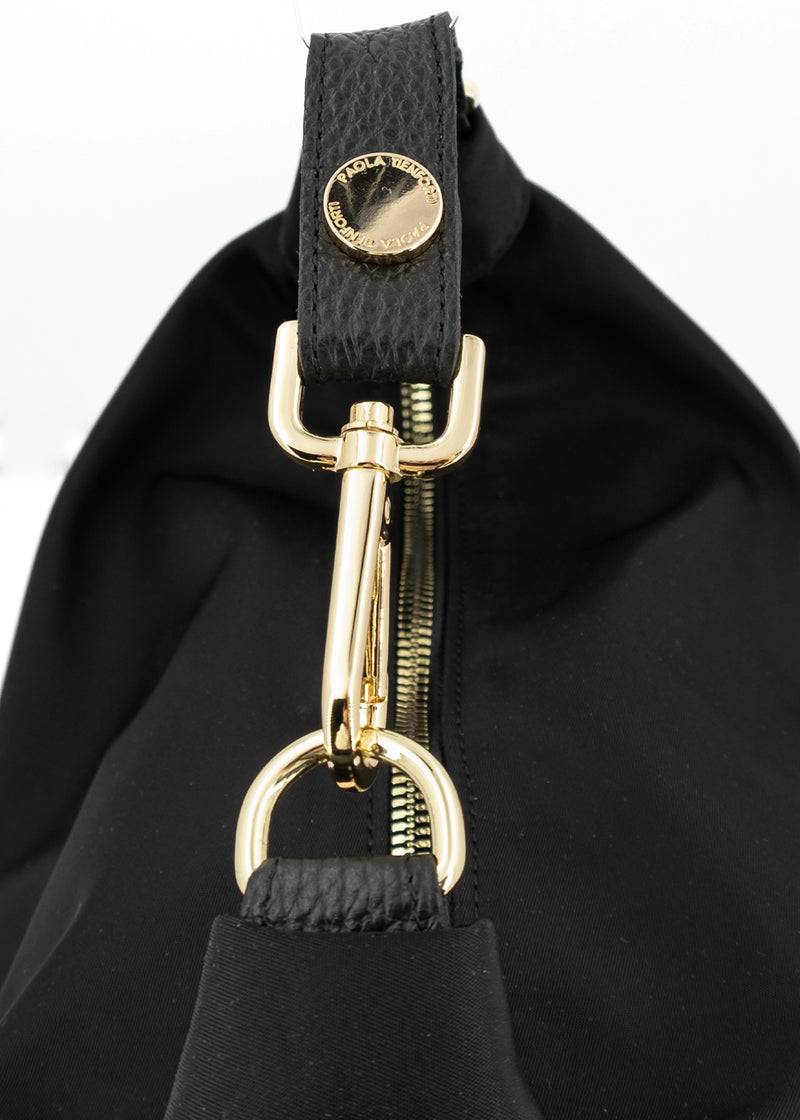 Paola T. Borsa a sacca in nylon con dettagli oro Promozione temporanea