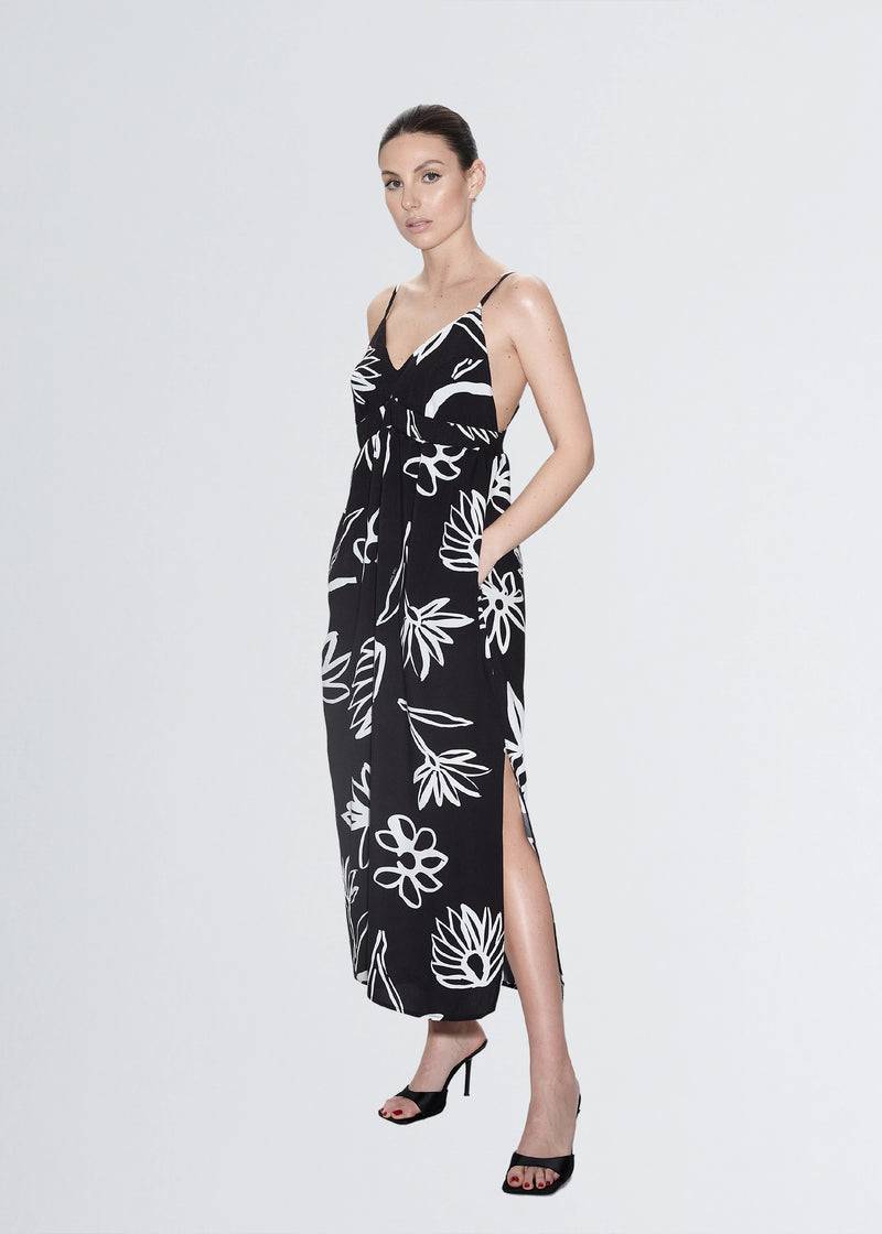 Paola T. Abito midi fantasia fiore bianco Online Outlet