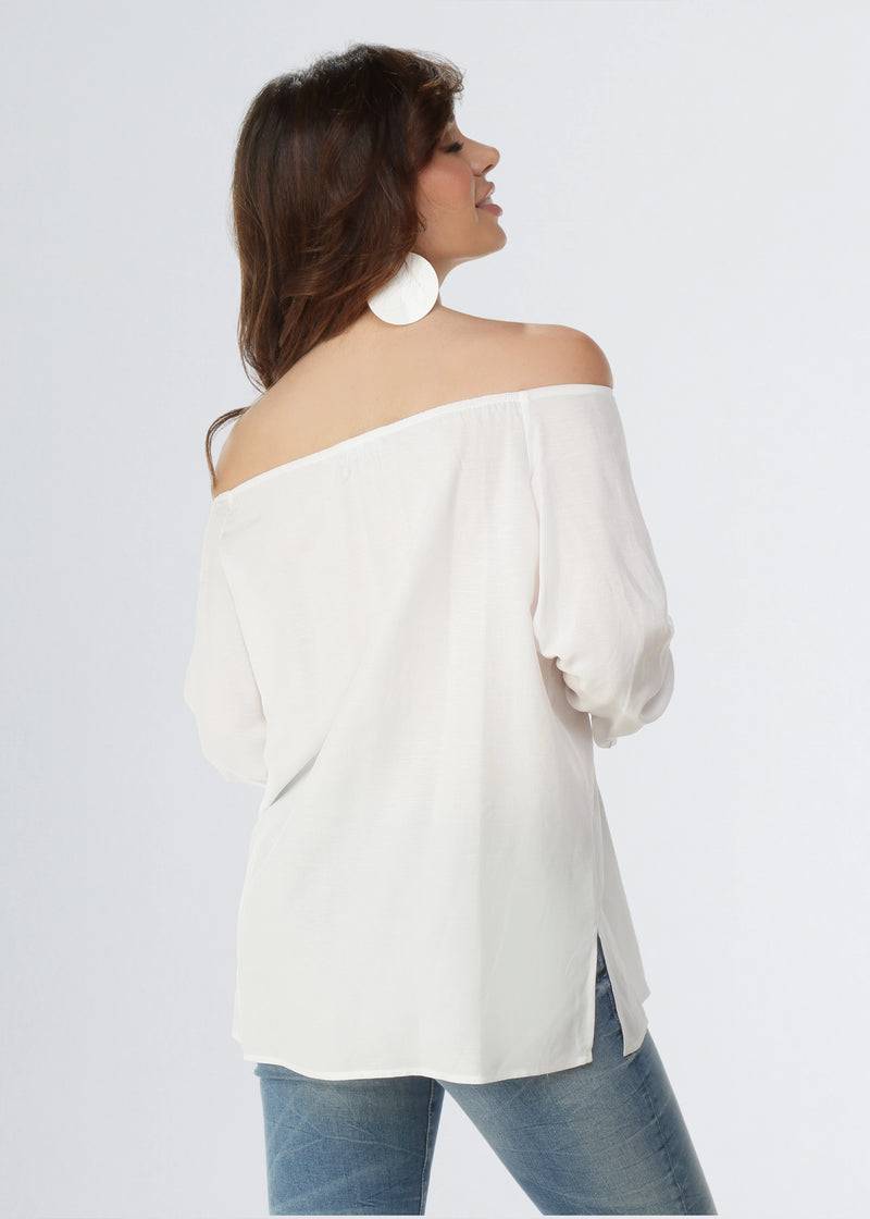 Paola T. Camicia in lino e viscosa Esporta salva