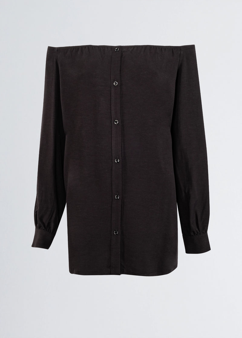 Paola T. Camicia in lino e viscosa Black Friday Prezzi
