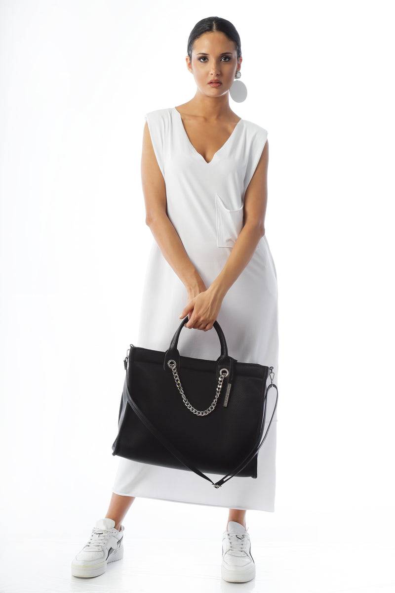 Paola T. Shopper large in traforato con dettagli argento Prezzo Ridotto