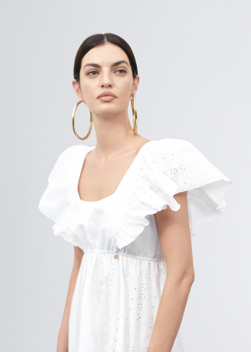 Paola T. Abito lungo in cotone sangallo Shopping online