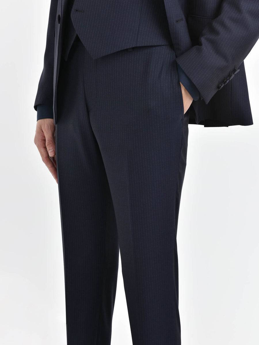 Paoloni Abito con gilet gessato ton sur ton in lana Vendita Calda