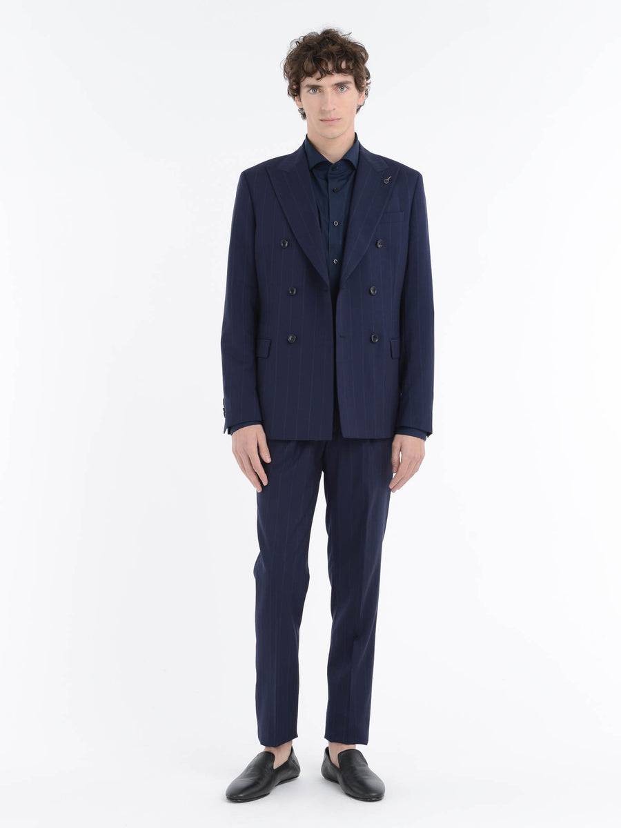 Paoloni Abito slim gessato in tela di lana Moda