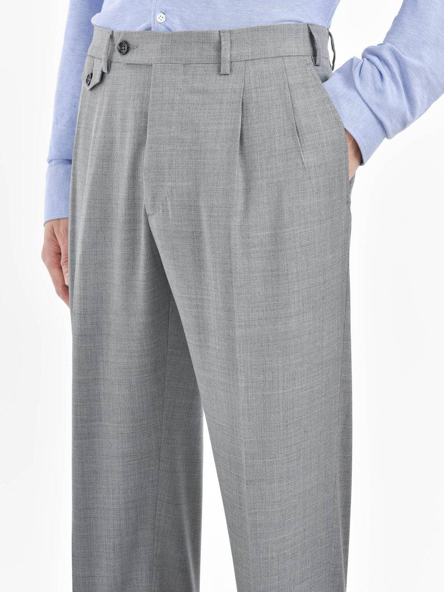Paoloni Pantalone doppia pinces tela di lana stretch In Saldo