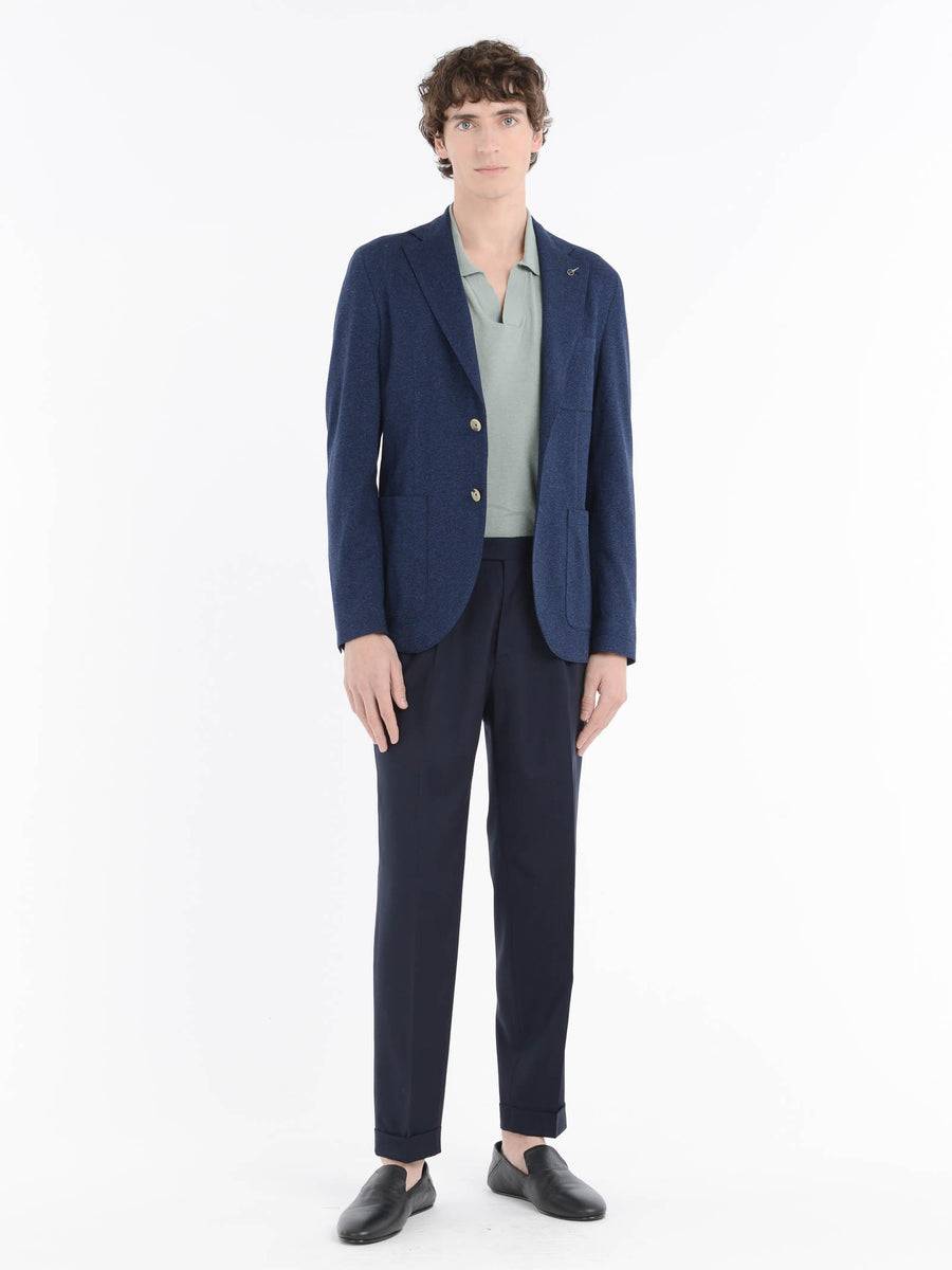 Paoloni Pantalone doppia pinces tela di lana stretch Nuova