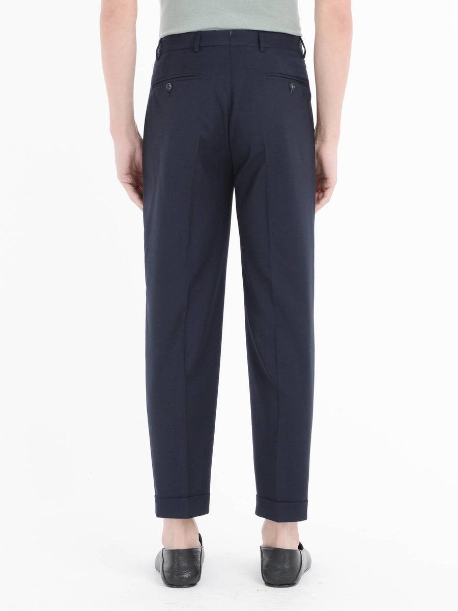 Paoloni Pantalone doppia pinces tela di lana stretch Nuova