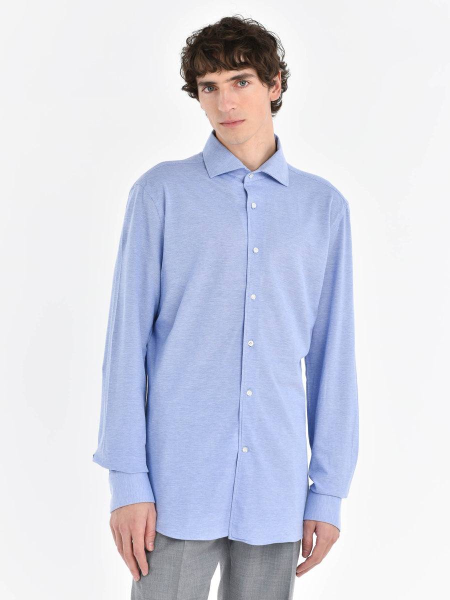 Paoloni Camicia regular piquet di jersey in cotone Vendita