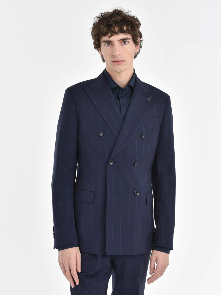 Paoloni Abito slim gessato in tela di lana Shopping Online