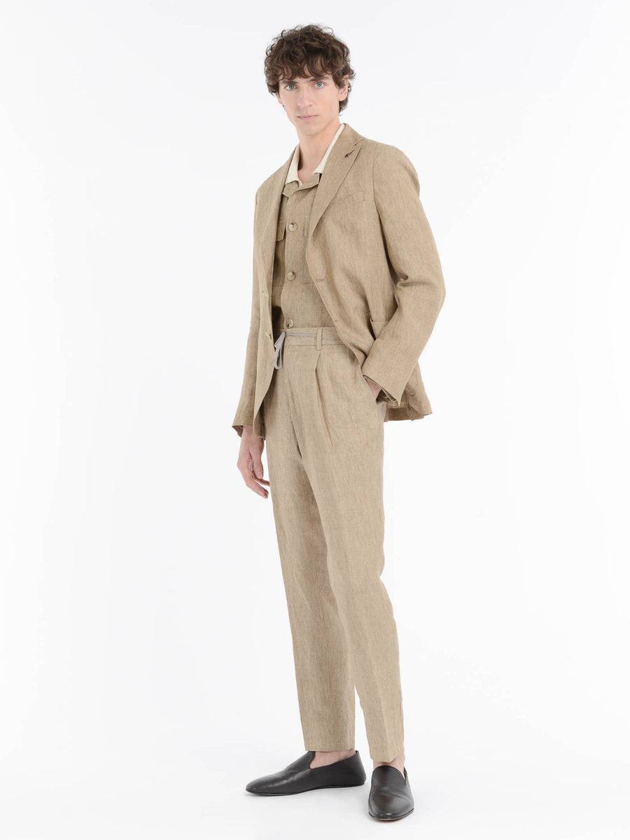Paoloni Pantalone jogging lino delavè Vendita Calda