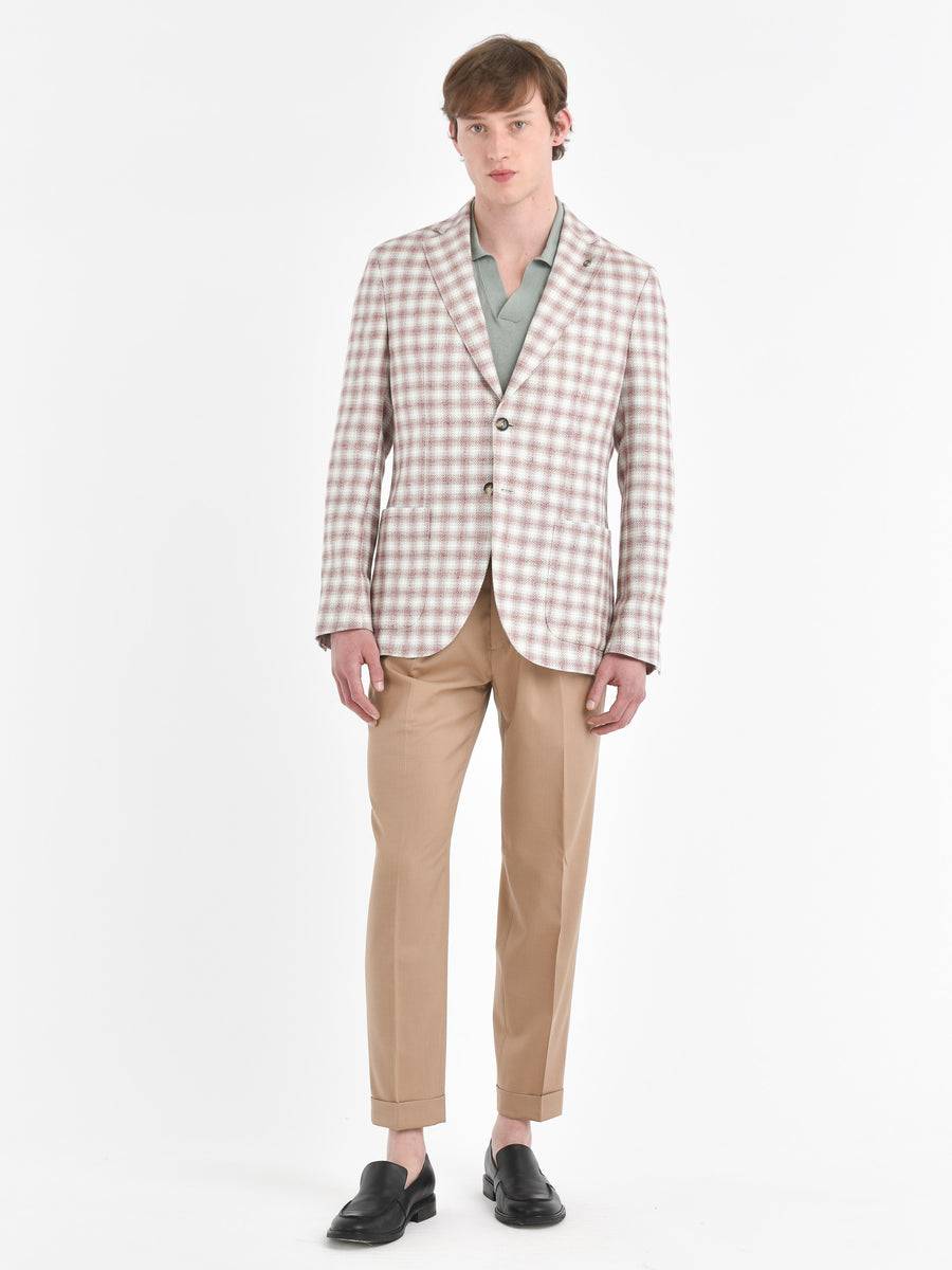 Paoloni Giacca slim check cotone lino delavè Shopping Online