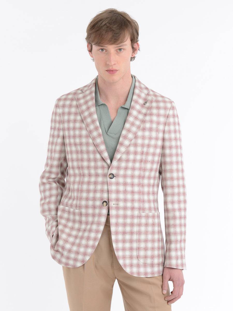Paoloni Giacca slim check cotone lino delavè Shopping Online