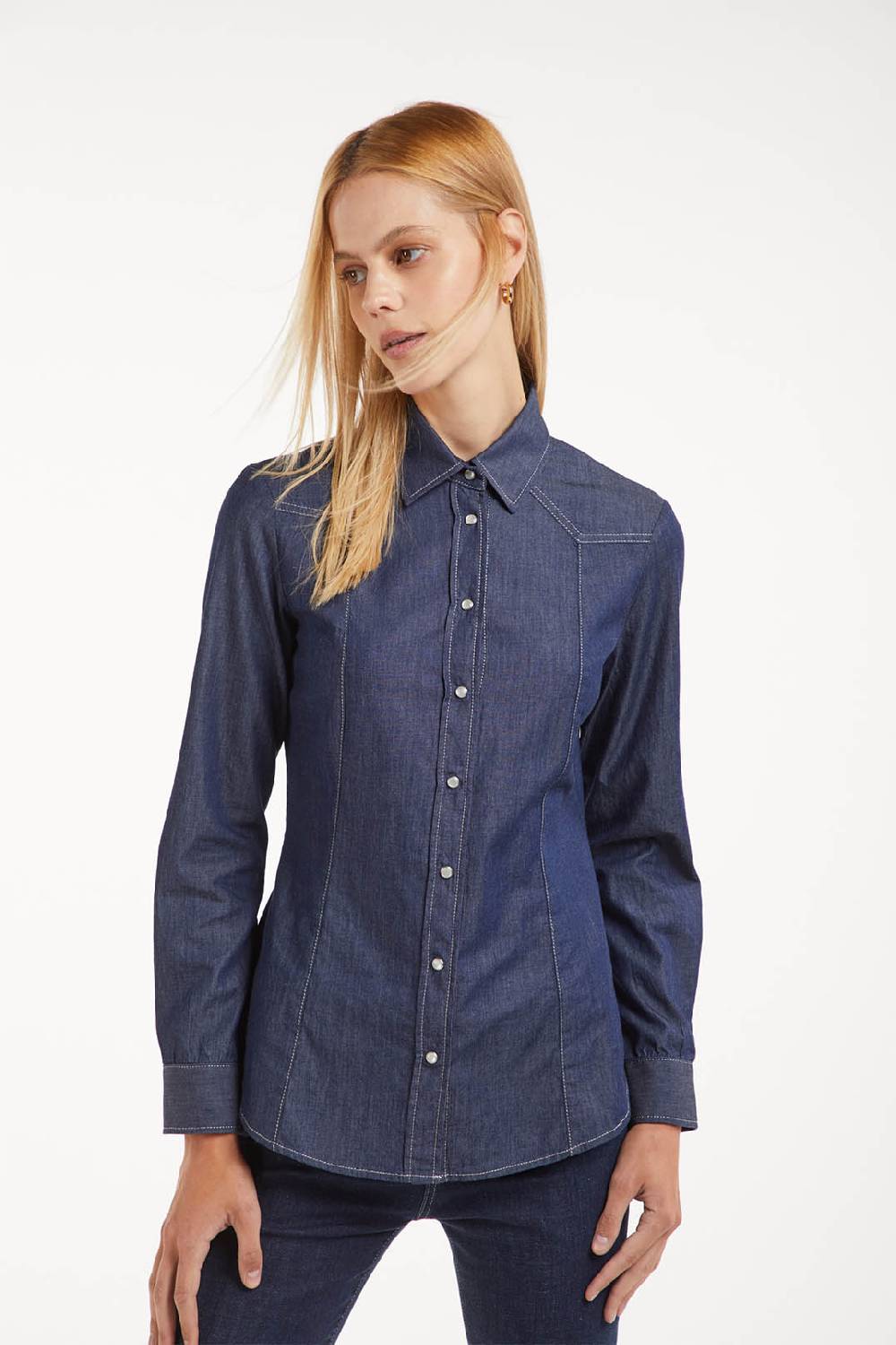 Piazza Sempione Camicia western in denim Economico