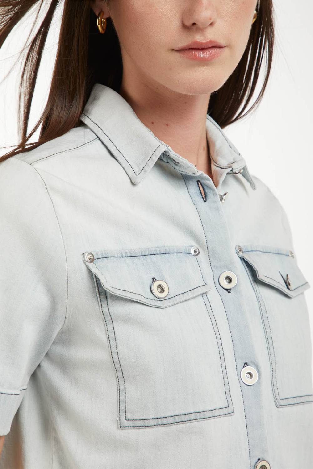 Piazza Sempione Camicia in denim manica corta 2025