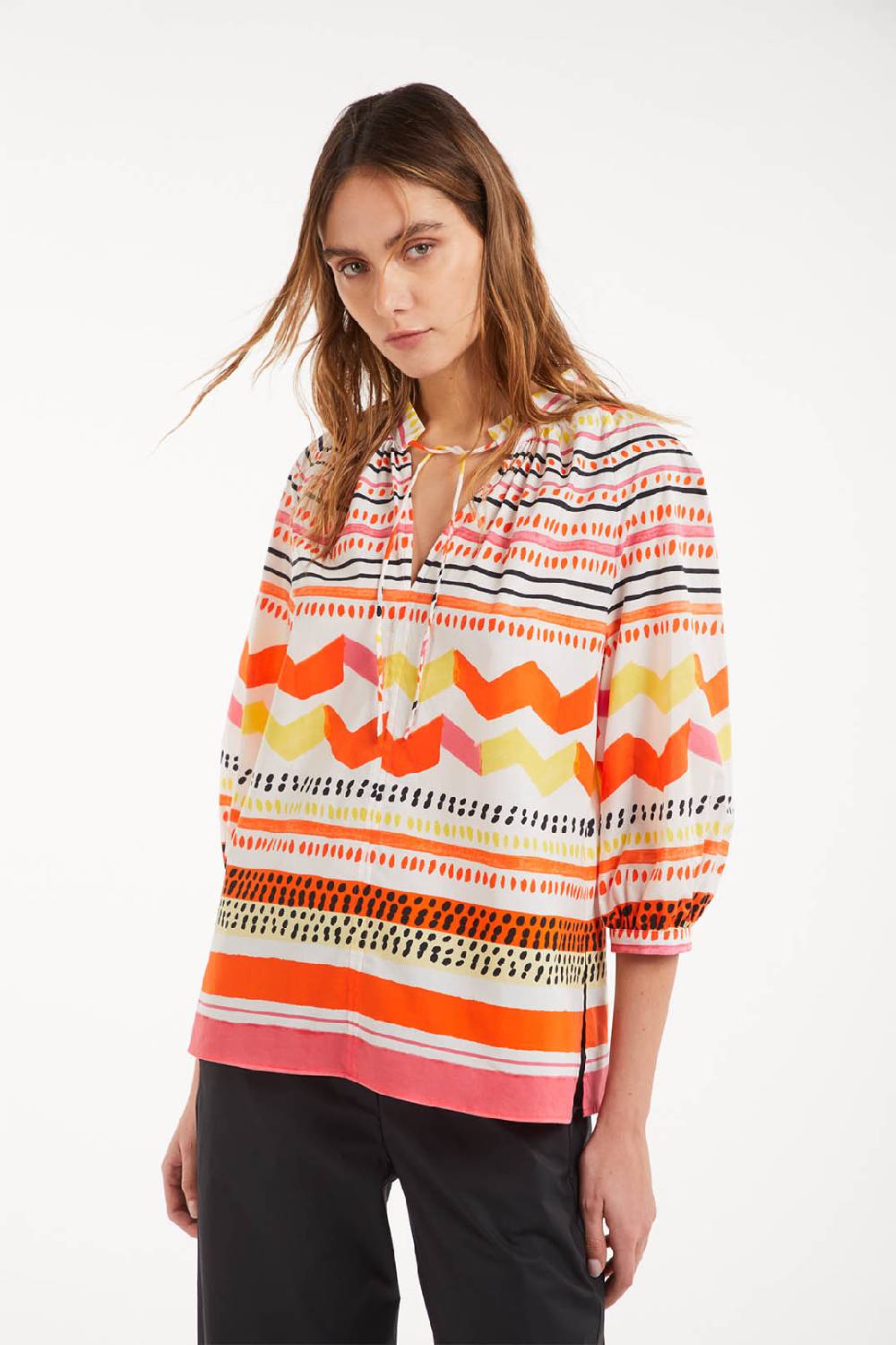 Piazza Sempione Camicia boho con stampa astratta In Linea