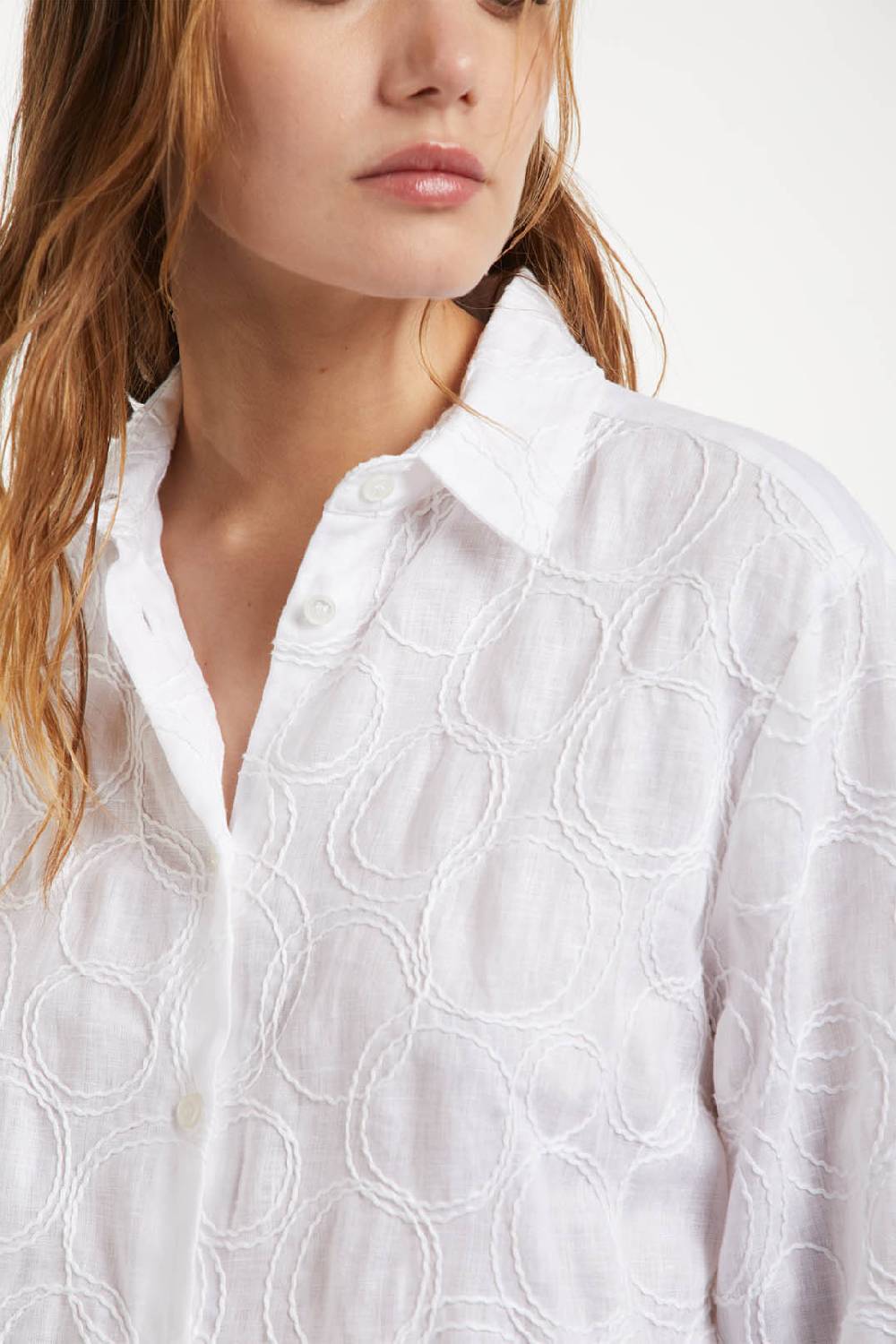 Piazza Sempione Camicia in lino e cotone ricamata Pezzi Unici