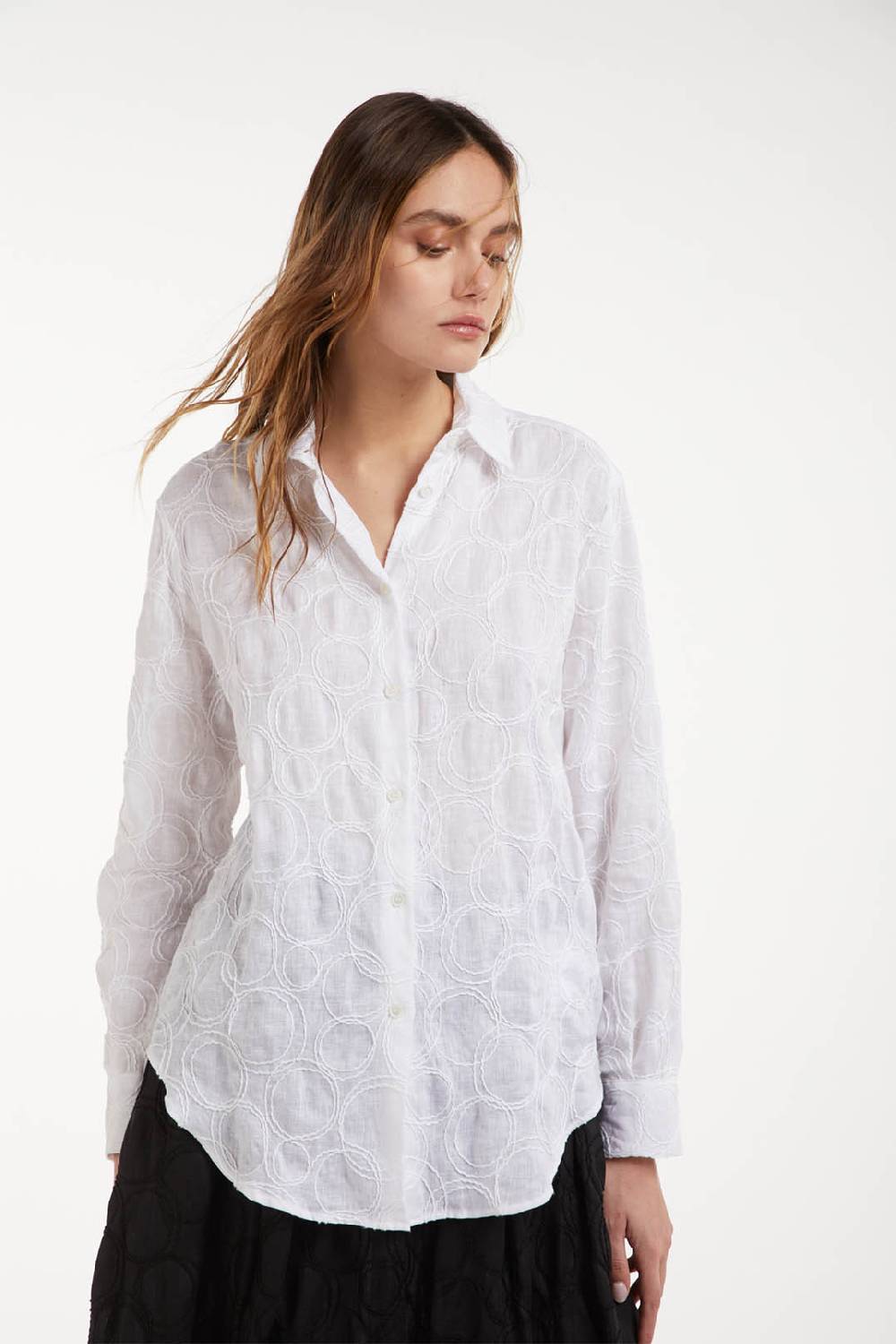 Piazza Sempione Camicia in lino e cotone ricamata Pezzi Unici