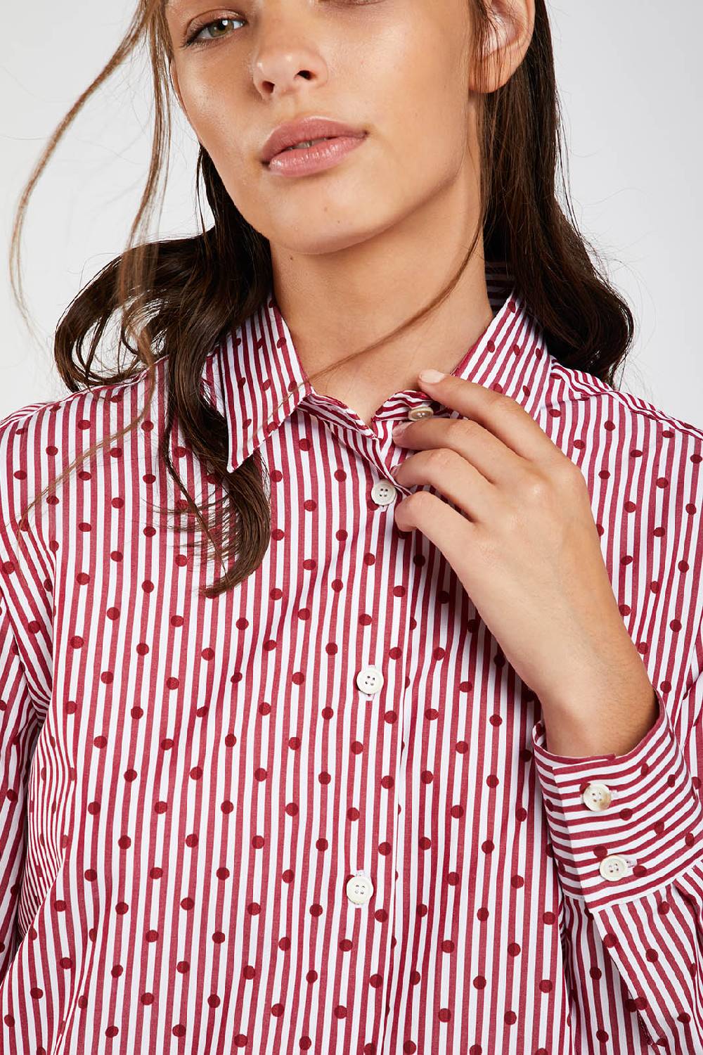 Piazza Sempione Camicia stampata a righe e pois In Vendita