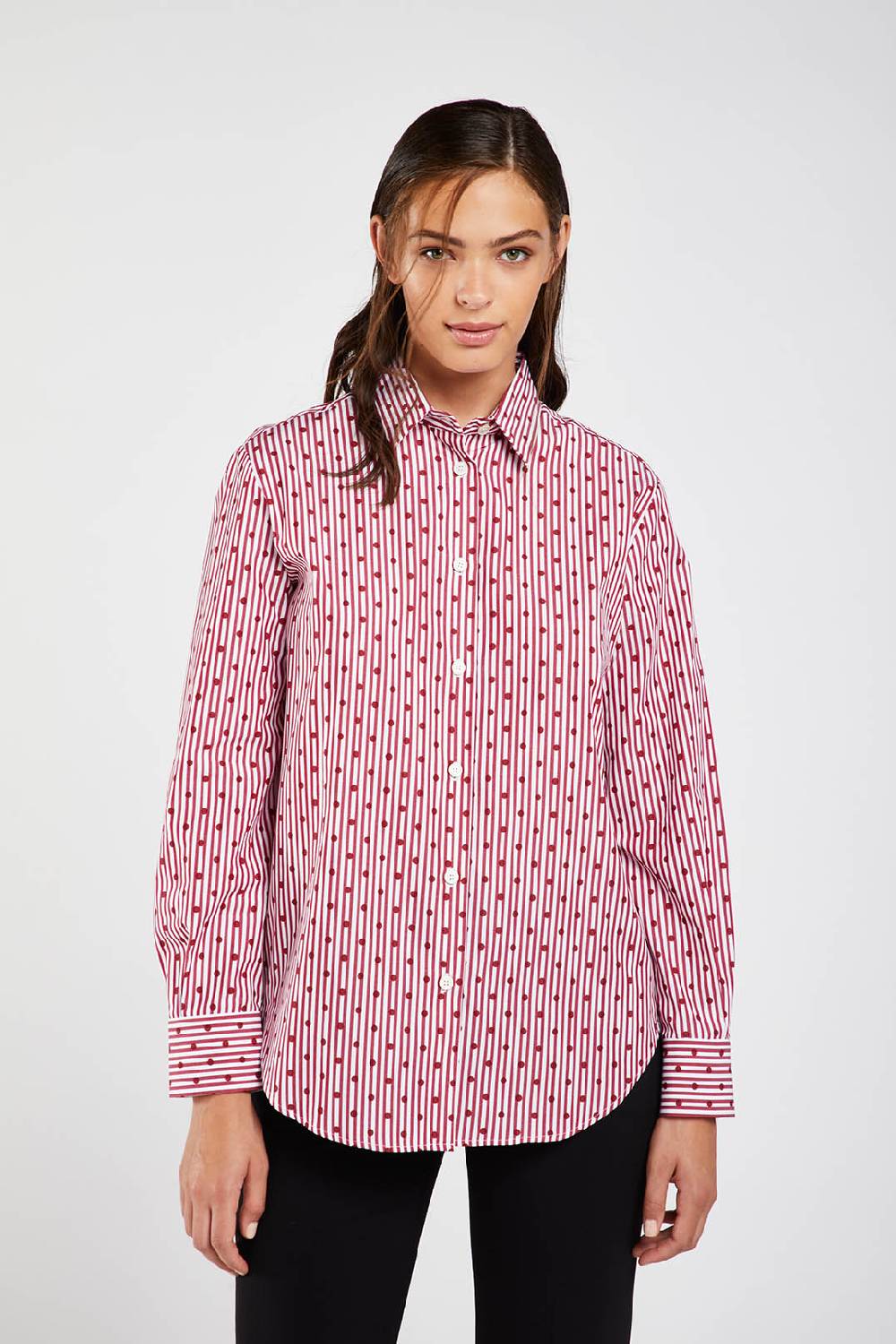 Piazza Sempione Camicia stampata a righe e pois In Vendita