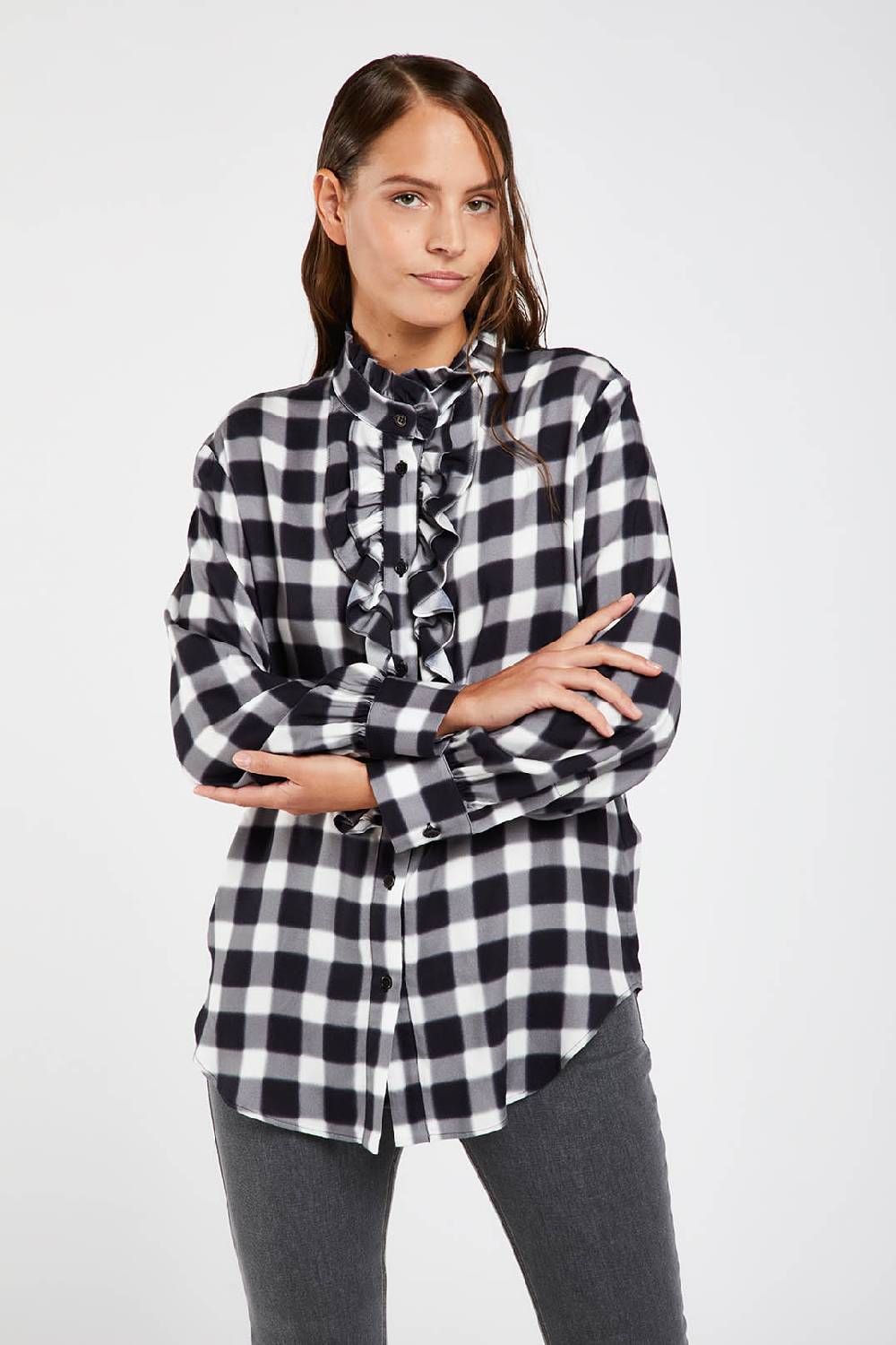 Piazza Sempione Camicia con stampa sfumata damier Spedizione Gratuita