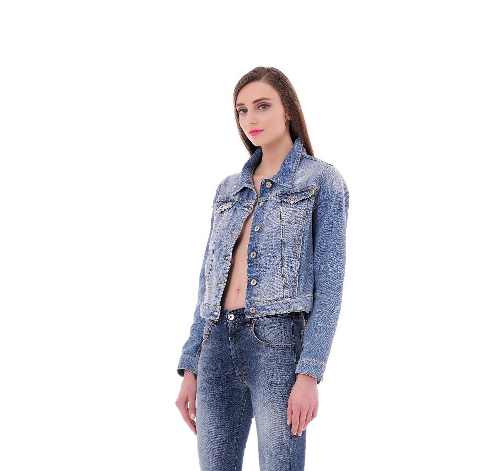 Pop84 Giubbino jeans lavaggio chiaro Italy